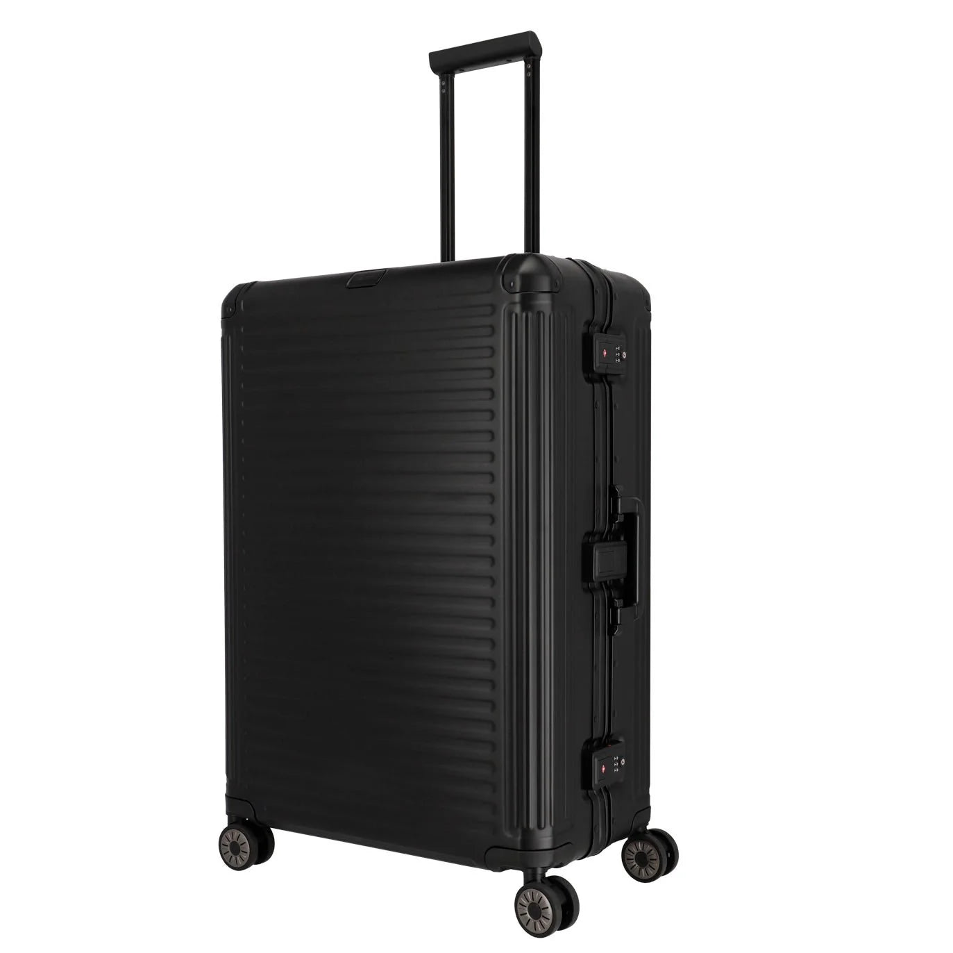 Reisekoffer groß 77 cm Aluminium schwarz - Hartschalenkoffer 4 Rollen TSA-Schloss