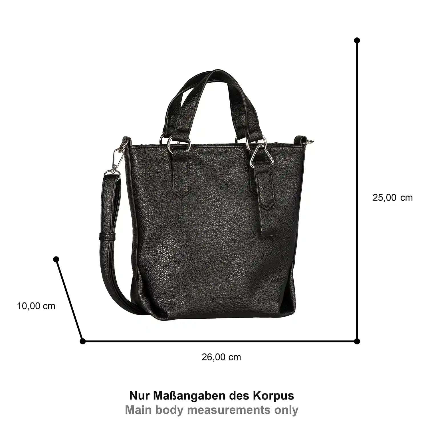 Größenangaben der Tom Tailor Olive Zip Shopper S 26 cm - Schwarz