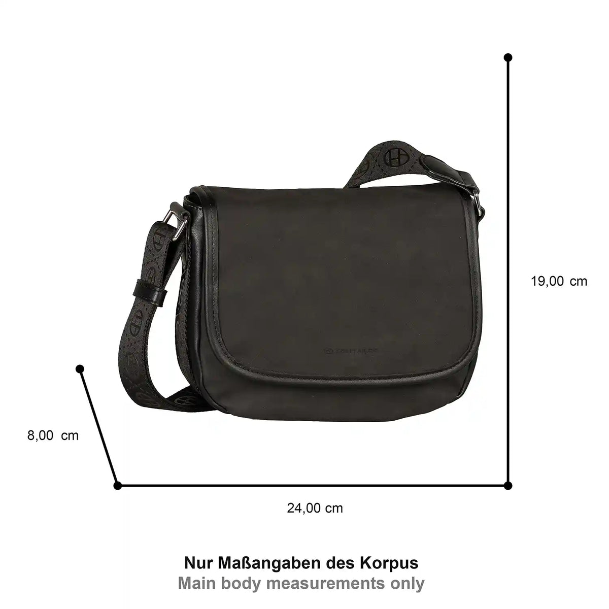 Maßangaben des Korpus der Tom Tailor Yara Saddle Bag in Black