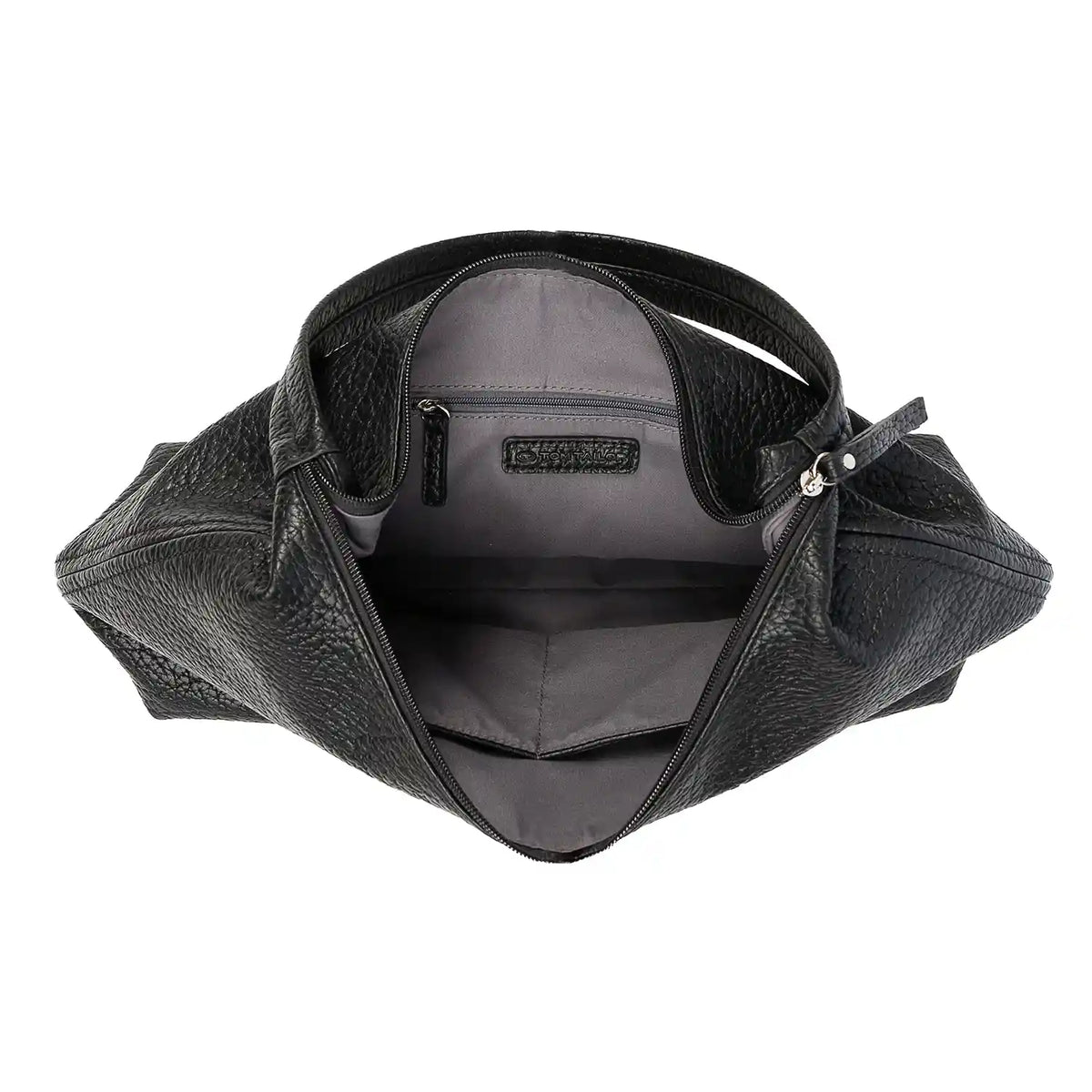 Innenansicht der Tom Tailor Evelina Hobo Bag Schwarz mit geräumigem Hauptfach und Organizerfächern