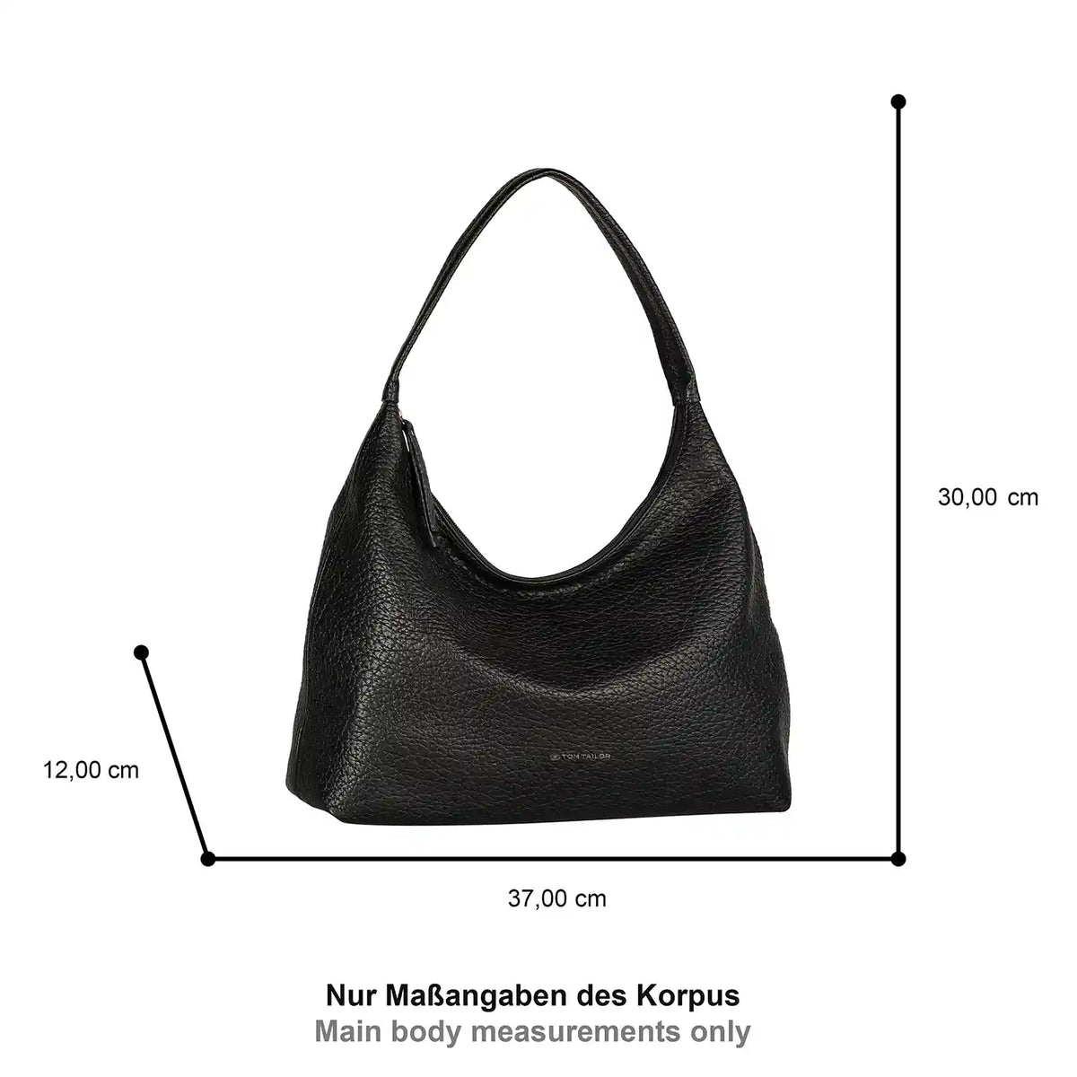 Tom Tailor Evelina Hobo Bag M 37 cm Schwarz – stilvolle Damen Handtasche für Alltag, Büro und Freizeit