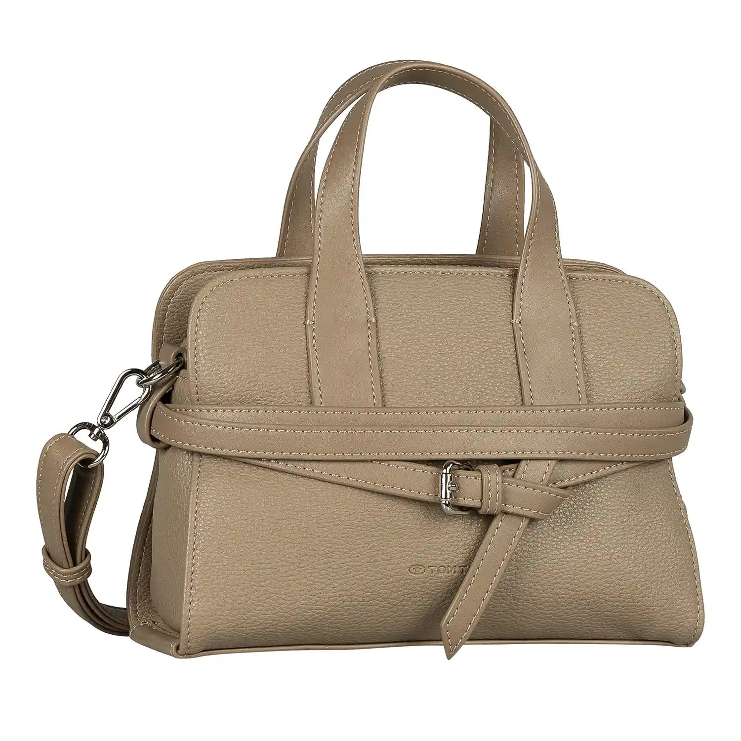 Tom Tailor Freya Zip Shopper S 25 cm – kleine Damen Shopper Tasche in Taupe Vorderansicht