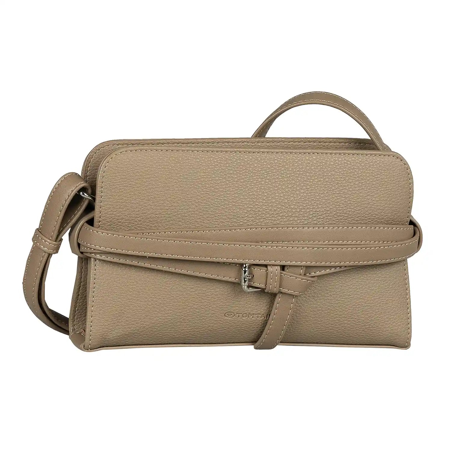 Tom Tailor Freya Cross Bag S 25 cm Taupe – kompakte Damen Umhängetasche in Vorderansicht
