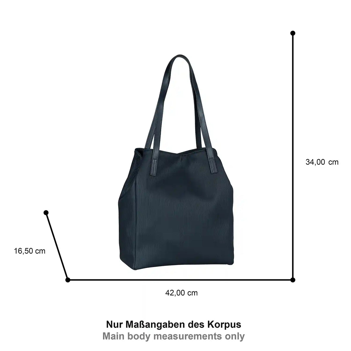 Eleganter Tom Tailor Denim Arona Cord Shopper M 42 cm in Dark Blue - praktische, modische Tasche ohne Reißverschlus