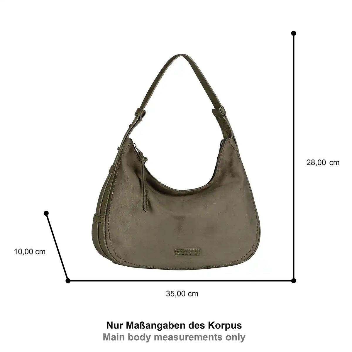 Tom Tailor Lysa Hobo Bag khaki - verstellbarer Henkel mit hochwertigem Reißverschlussanfasser