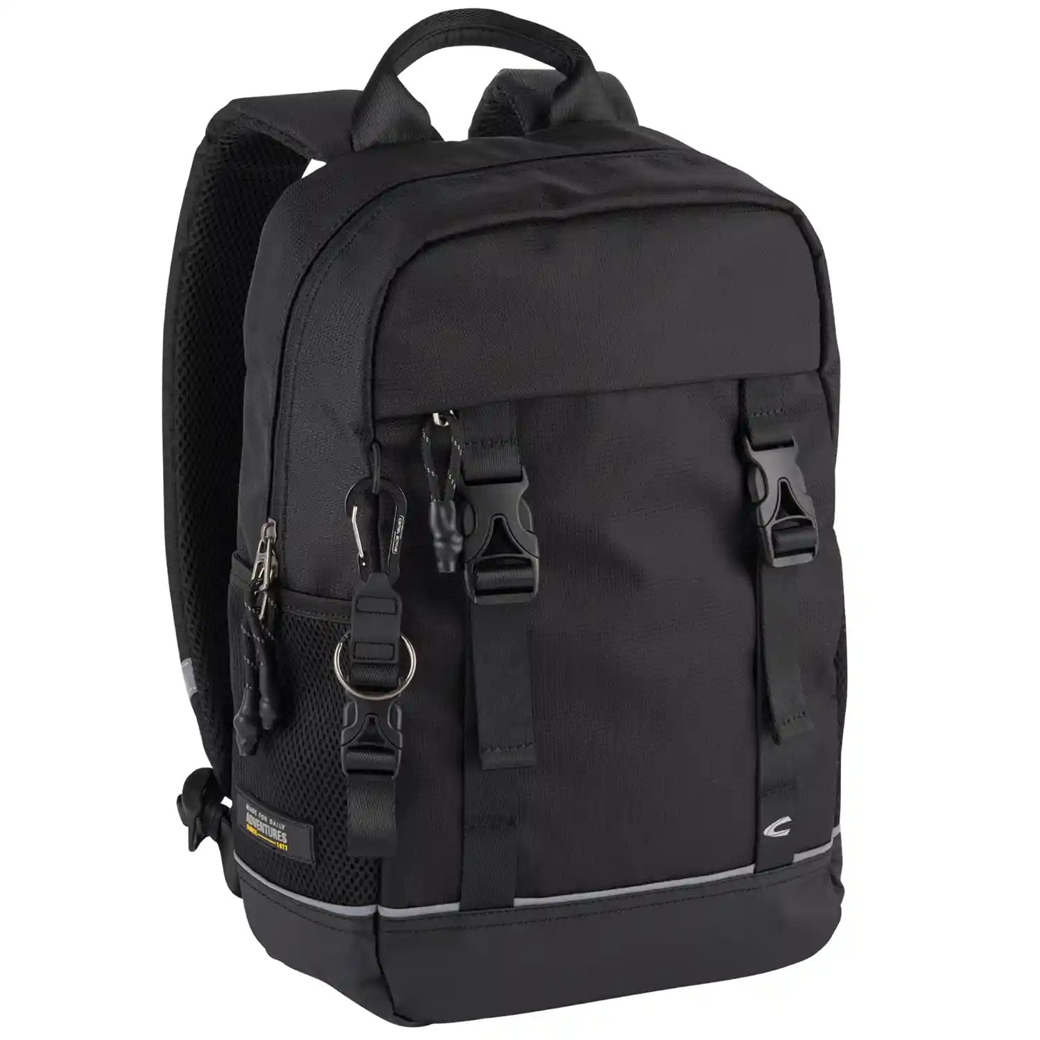 Camel Active Connect Backpack S 39 cm Schwarz – kompakter Tages- und Laptoprucksack in Vorderansicht