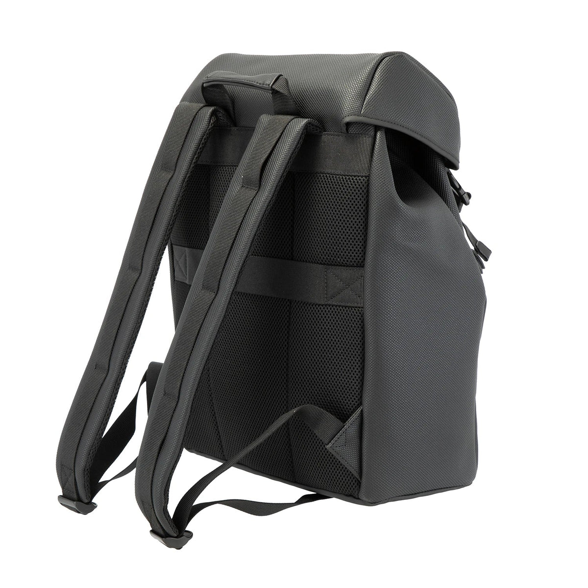 Rückansicht Strellson Westferry Aiden Rucksack in Schwarz mit verstellbaren Schulterriemen und Tragegriff oben