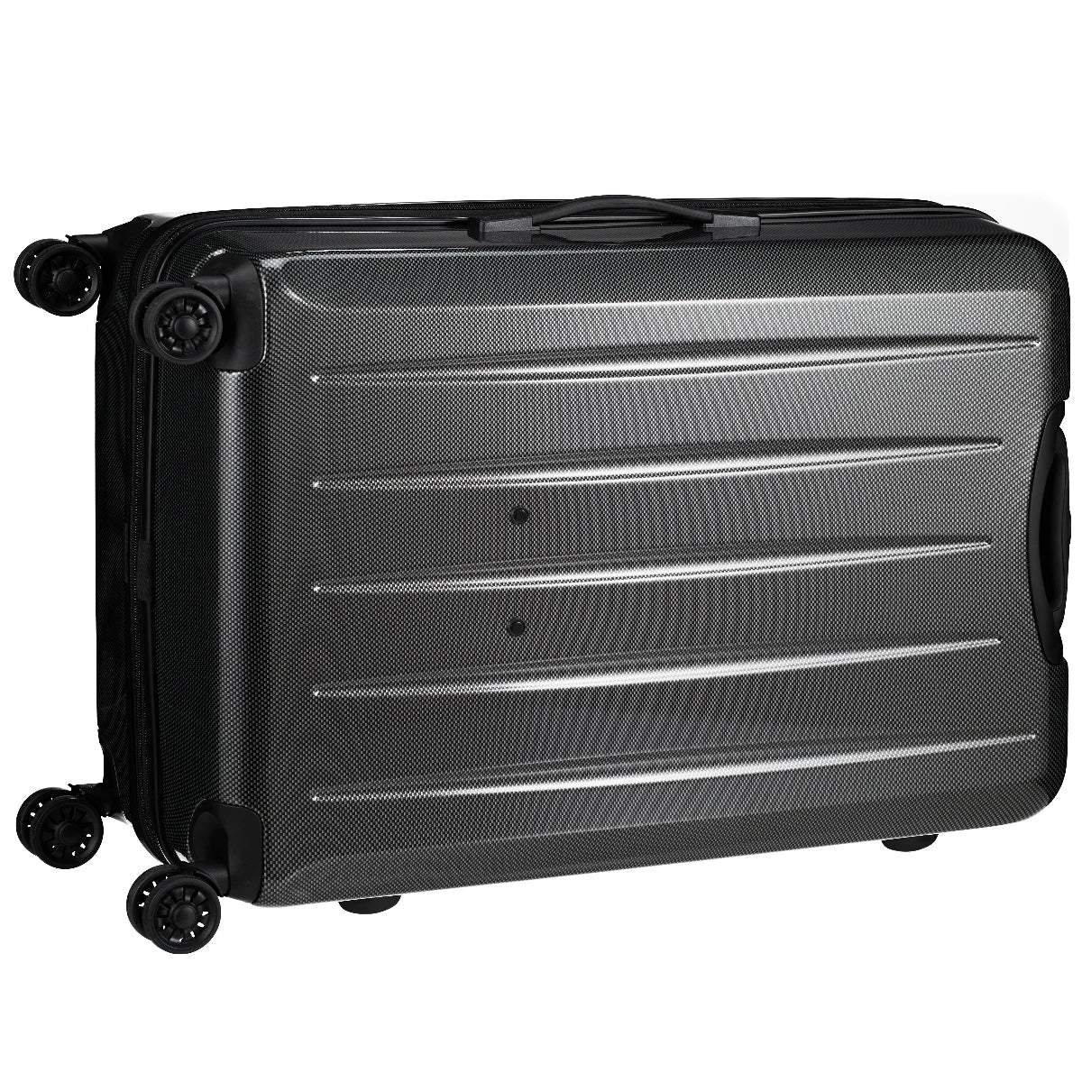 Check In London 2.0 4-Rollen-Trolley 75 cm - Carbon Schwarz, Rückansicht auf der Seite liegend