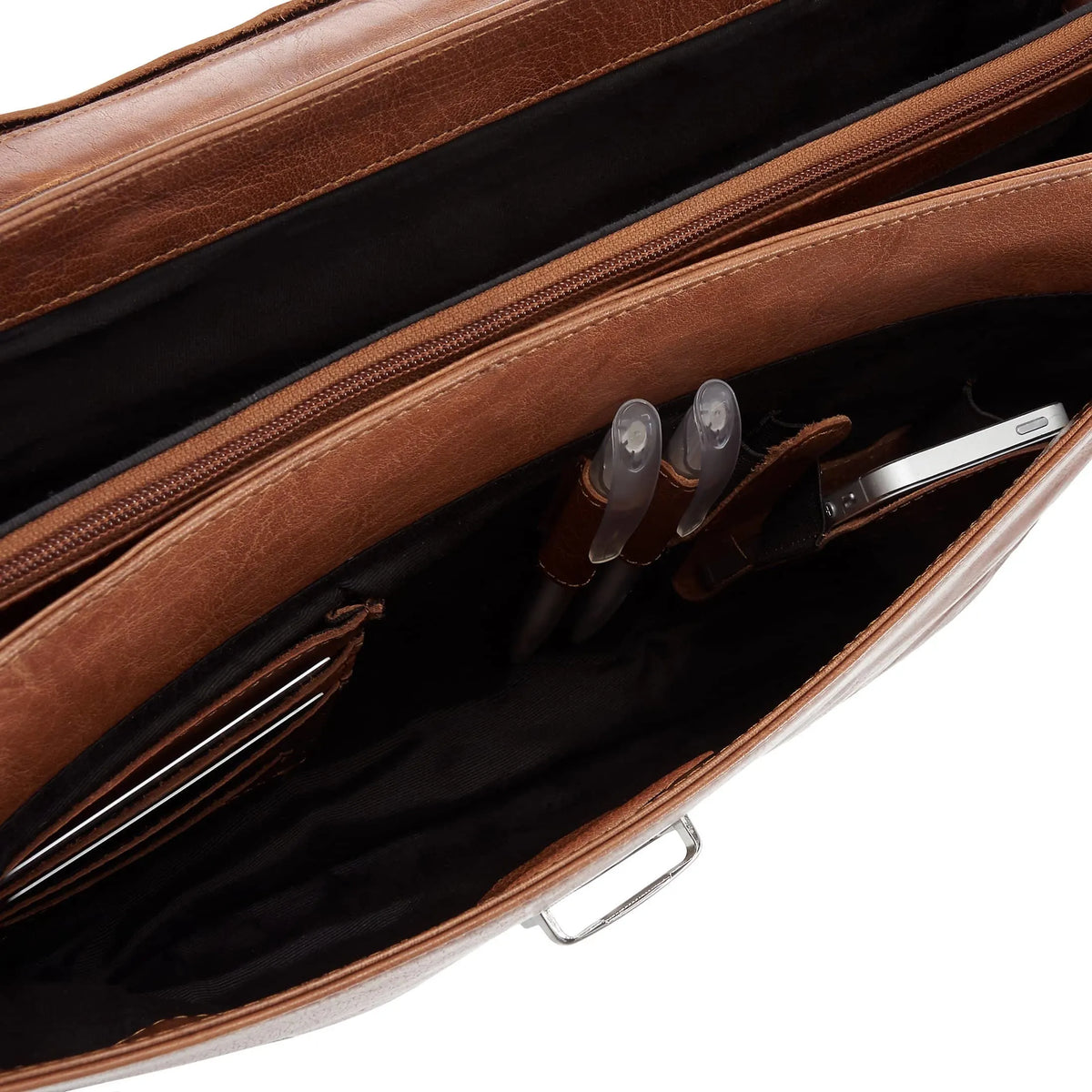 Plevier 600 Serie Business-Laptoptasche 2-Fächer 39 cm - cognac