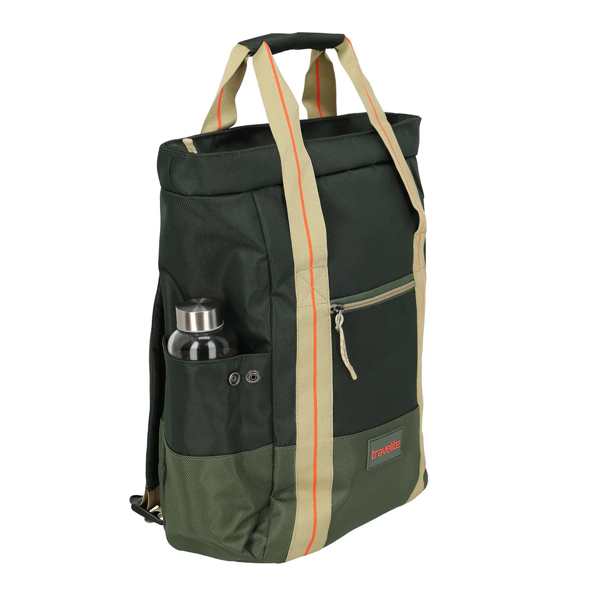 Seitenfach und Details der Travelite Color Craze 42 cm Tasche