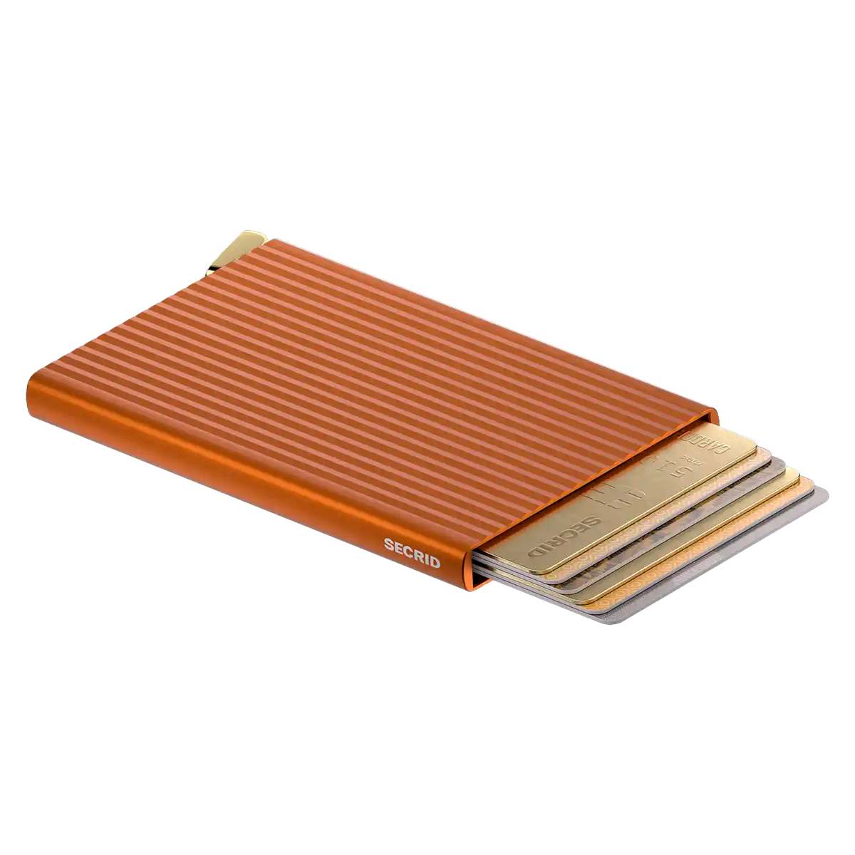 Secrid Premium Cardprotector Fluted Orange 10 cm Wallet für sichere Kartenaufbewahrung im Rillen-Design wie bei Rimowa