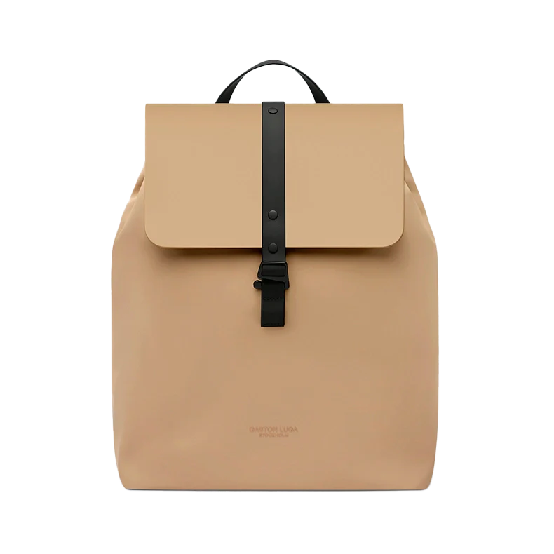 Gaston Luga Däsh Bucket Backpack 32 cm in Taupe - Frontansicht des stilvollen Rucksacks