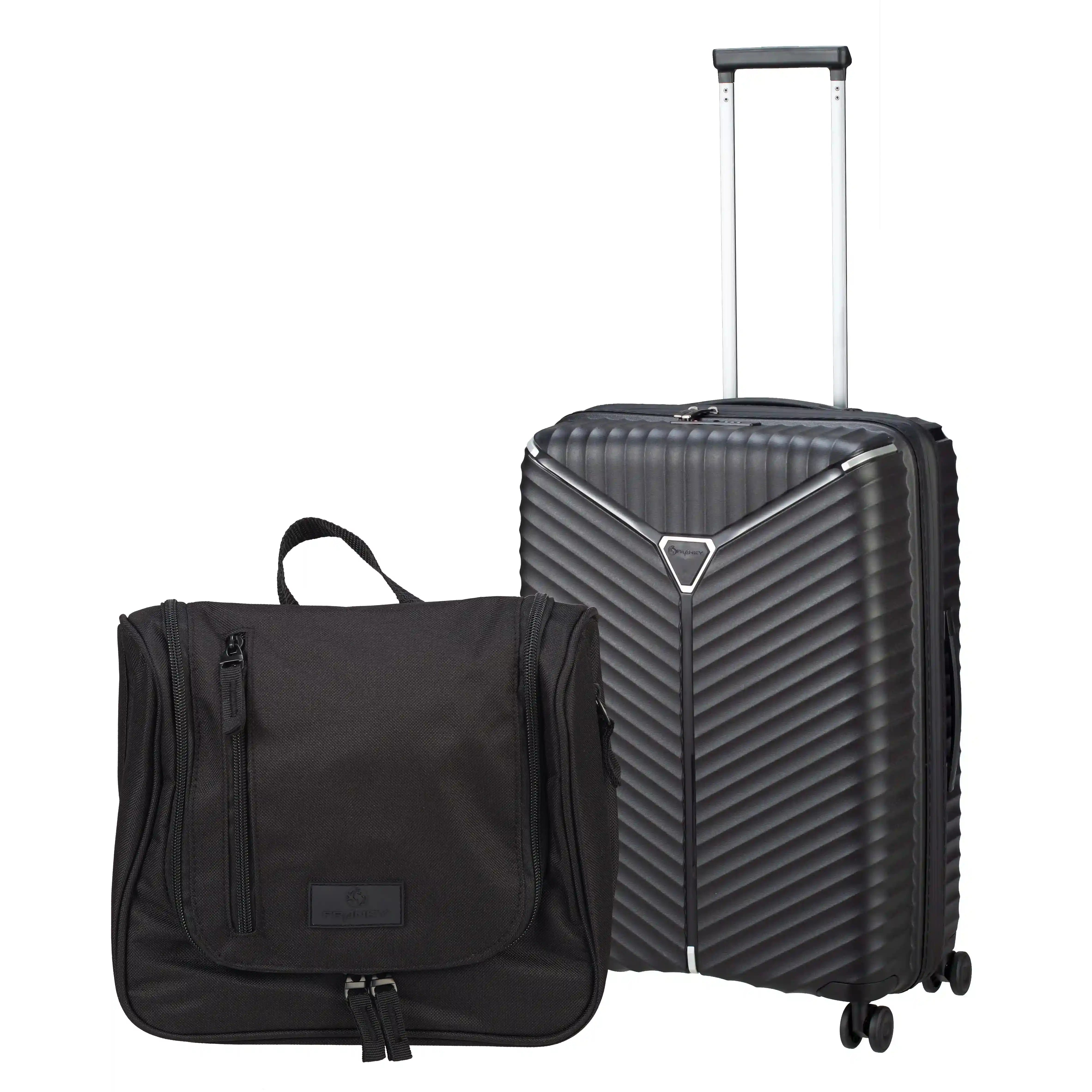 Franky Set Flight Lite II 4-Rollen Trolley 66 cm + Kulturtasche - Black