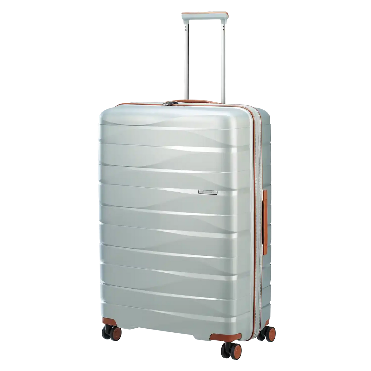 koffer-direkt.de PP21 4-Rollen Trolley L 77 cm Silver Metallic – großer Hartschalenkoffer für lange Reisen