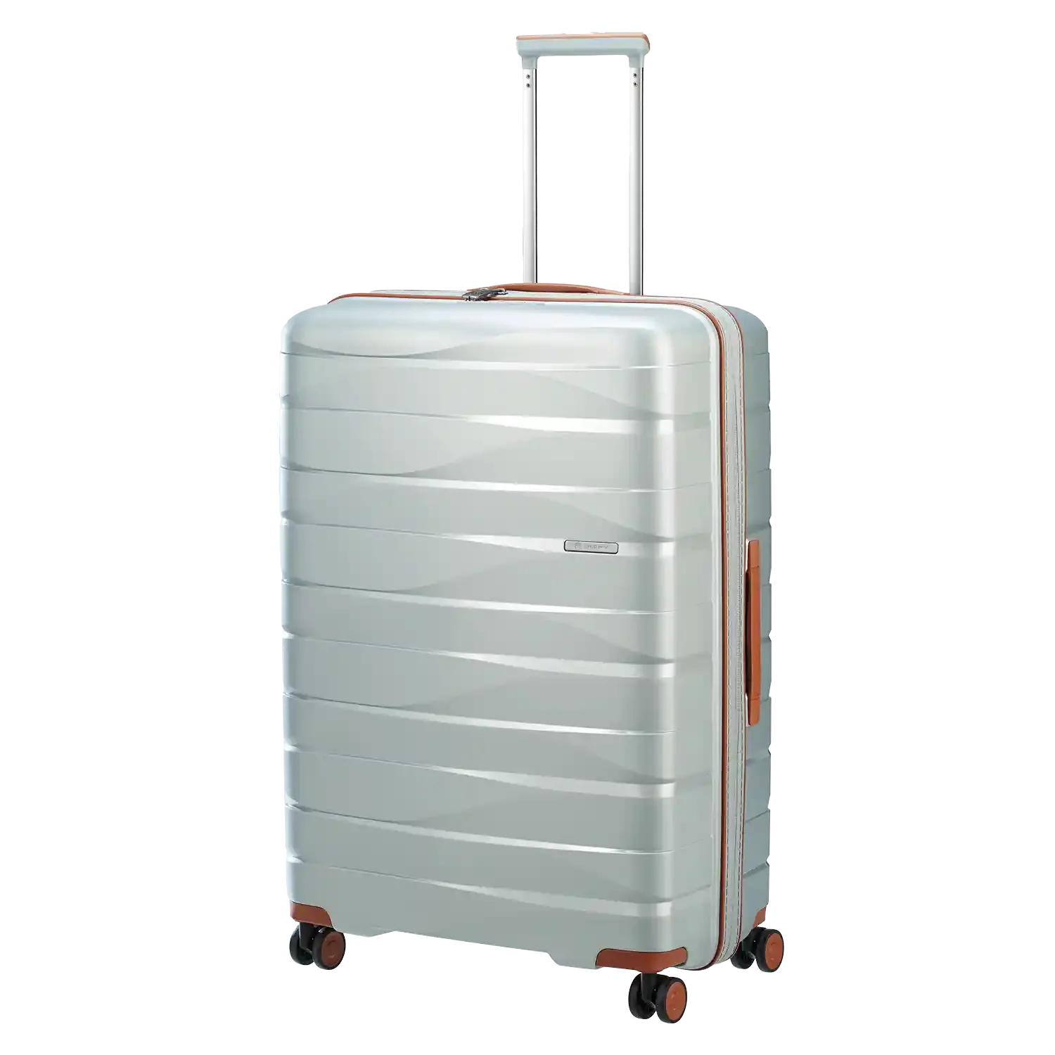 koffer-direkt.de PP21 4-Rollen Trolley L 77 cm Silver Metallic – großer Hartschalenkoffer für lange Reisen