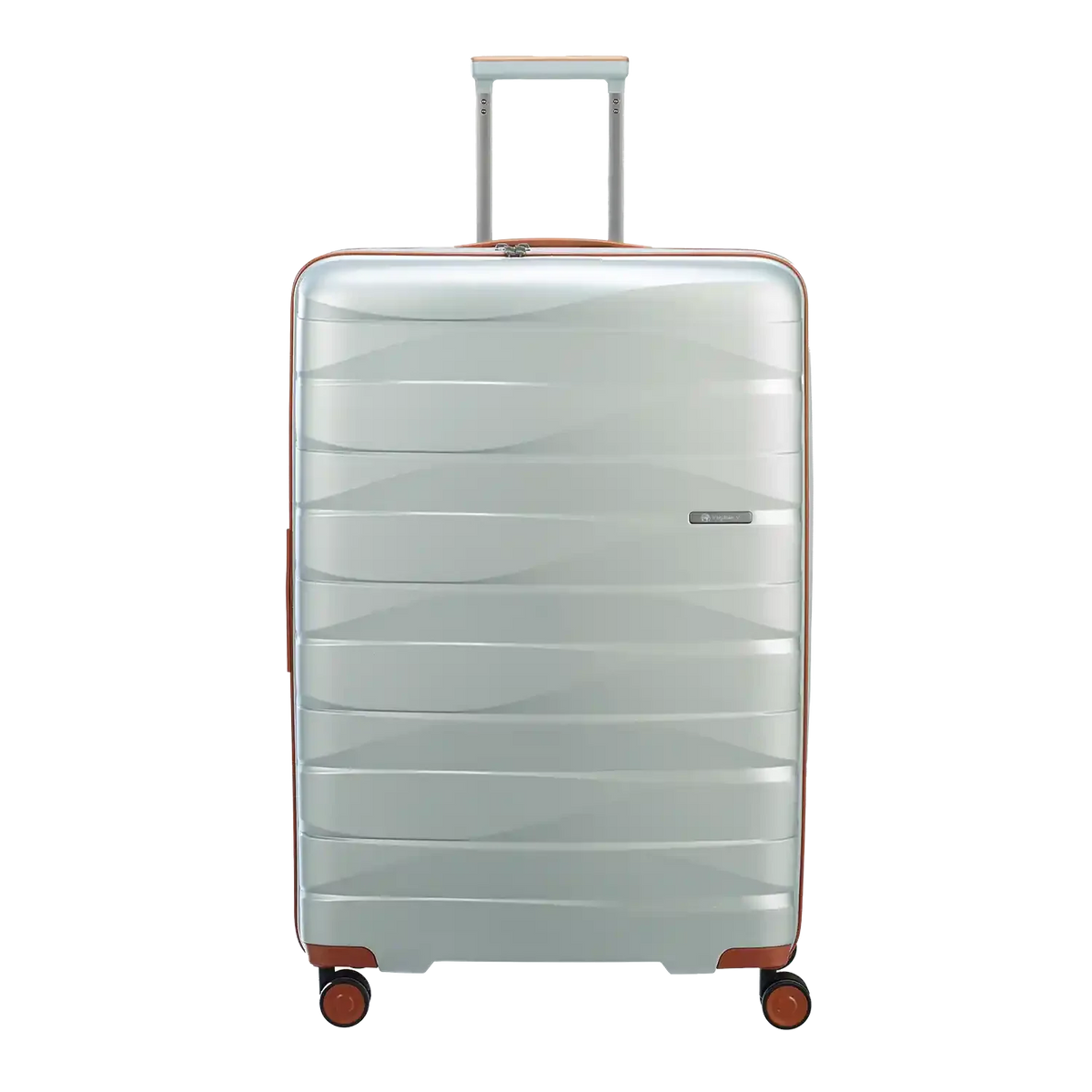 Frontansicht koffer-direkt.de PP21 Trolley 77 cm Silber Metallic – eleganter Reisekoffer mit 4 Rollen