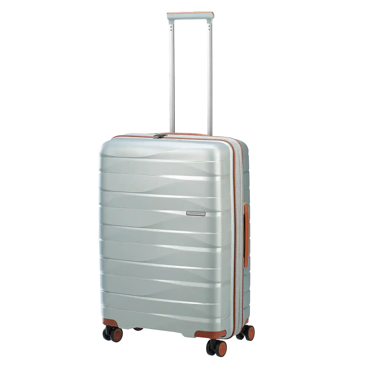 koffer-direkt.de PP21 4-Rollen Trolley M 67 cm Silver Metallic – eleganter Hartschalenkoffer für Reisen