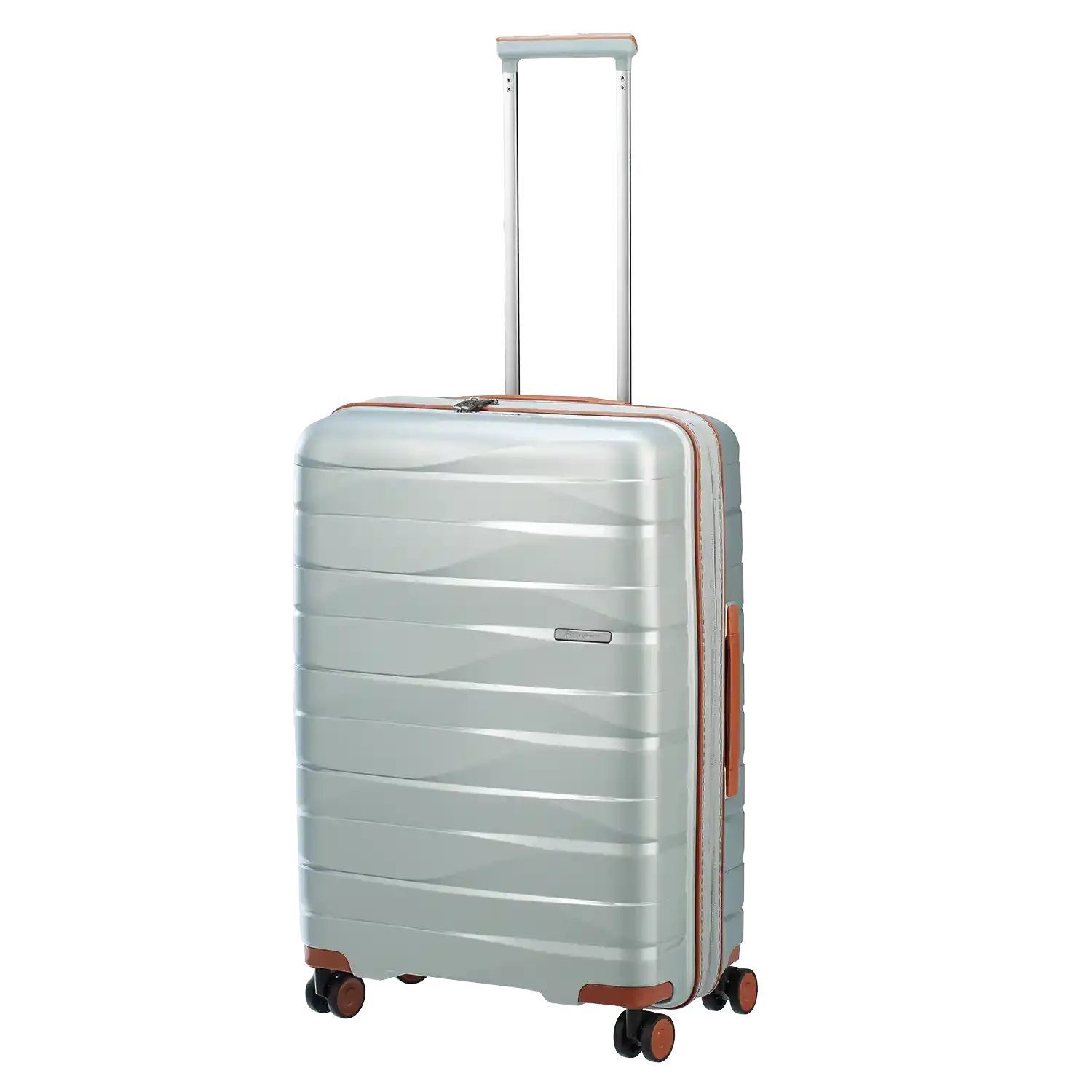 koffer-direkt.de PP21 4-Rollen Trolley M 67 cm Silver Metallic – eleganter Hartschalenkoffer für Reisen