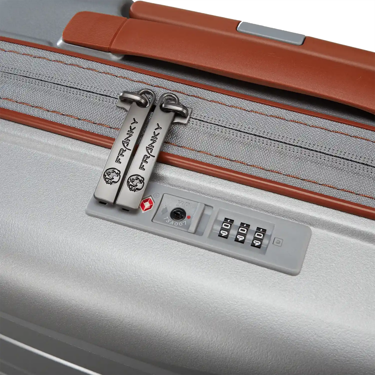 Detailaufnahme koffer-direkt.de PP21 55 cm Trolley – robuste Schale und modernes Metallic-Finish und TSA Zahlenschloss