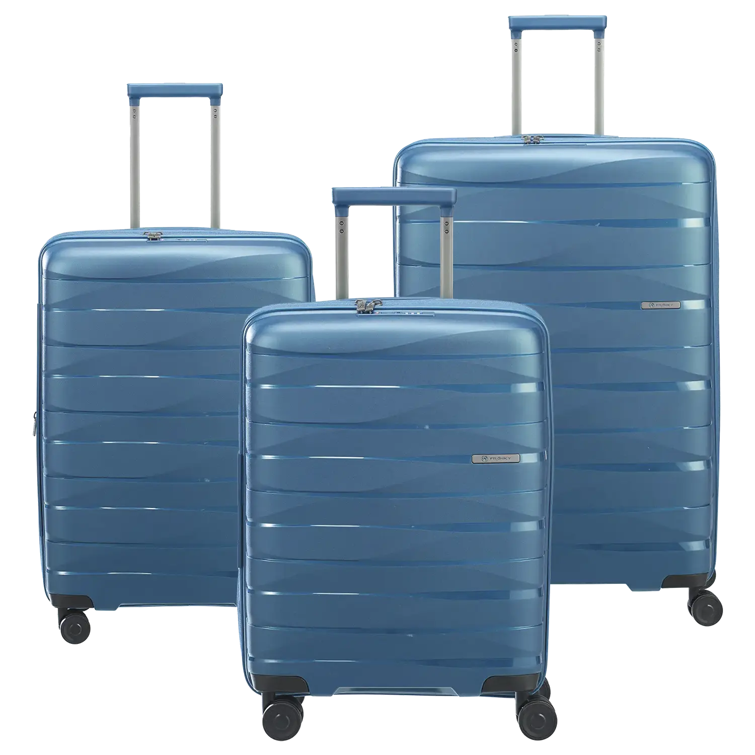 koffer-direkt.de PP21 4-Rollen Kofferset Blue - 3-teiliges Hartschalenkoffer Set L/M/S