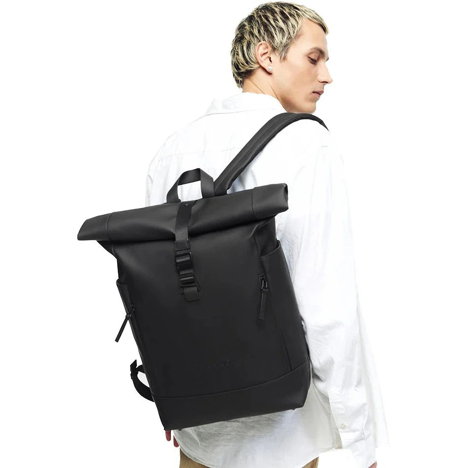 aston Luga Rullen 13 Zoll Laptop Backpack Latte – stilvoller Rolltop-Rucksack für Alltag, Uni und Business