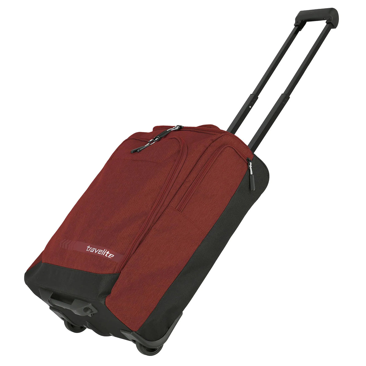 Ausgefahrenes Gestänge  Travelite Kick Off Trolley S 55 cm, rot- Nylon, 2 Rollen, 40x55x20 cm, 2,4 kg