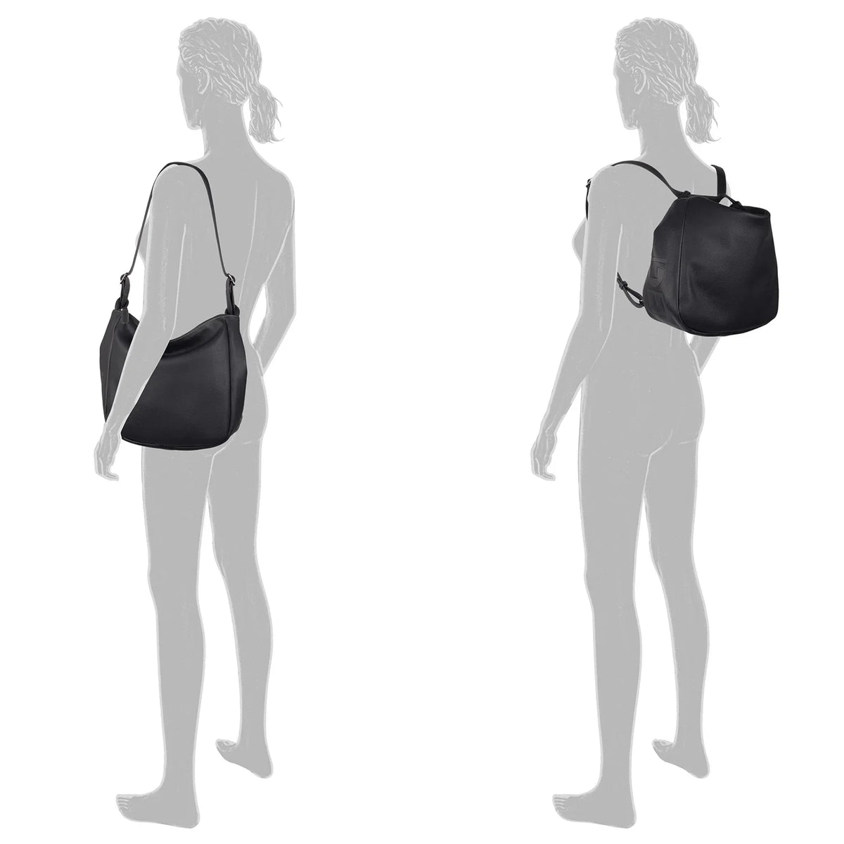 Tom Tailor Belina Hobo Bag / Backpack 38 cm - Black