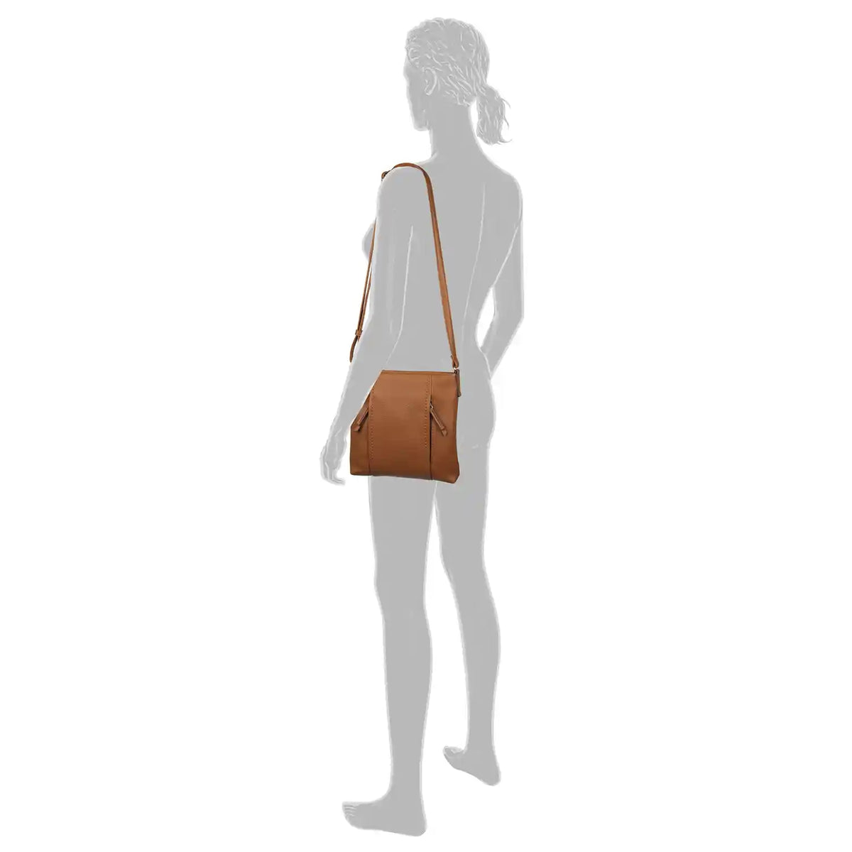 Tom Tailor Beca Cross Bag M Cognac Seitenansicht – schlanke Silhouette