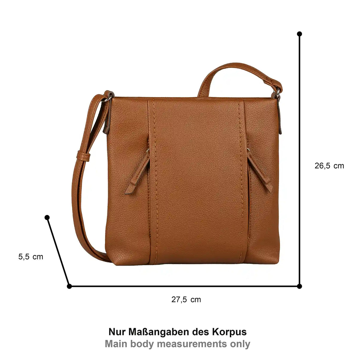 Tom Tailor Beca Cross Bag M Cognac Vorderansicht – kompakte Damen Umhängetasche