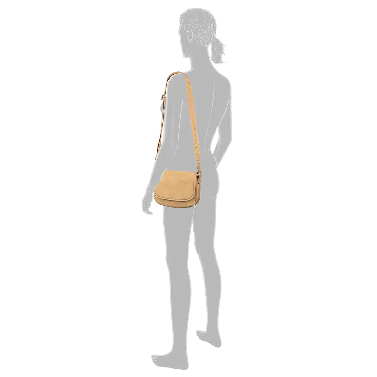 Klassische Yara Saddle Bag von Tom Tailor in Camel, 24 cm, mit verstellbarem Schulterriemen