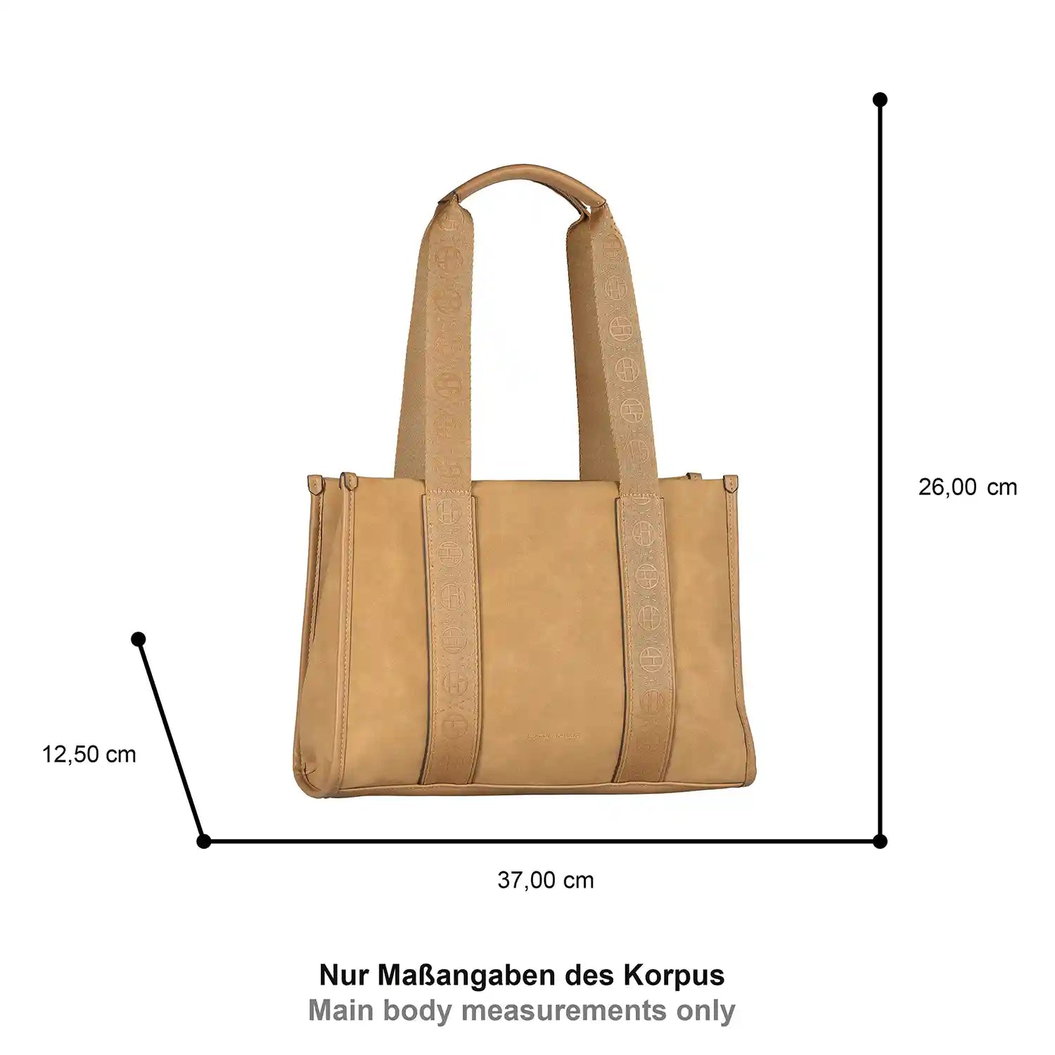 Geräumiger Tom Tailor Yara Zip Shopper L in Camel mit 37 cm Breite - perfekt für Shopping und Alltag