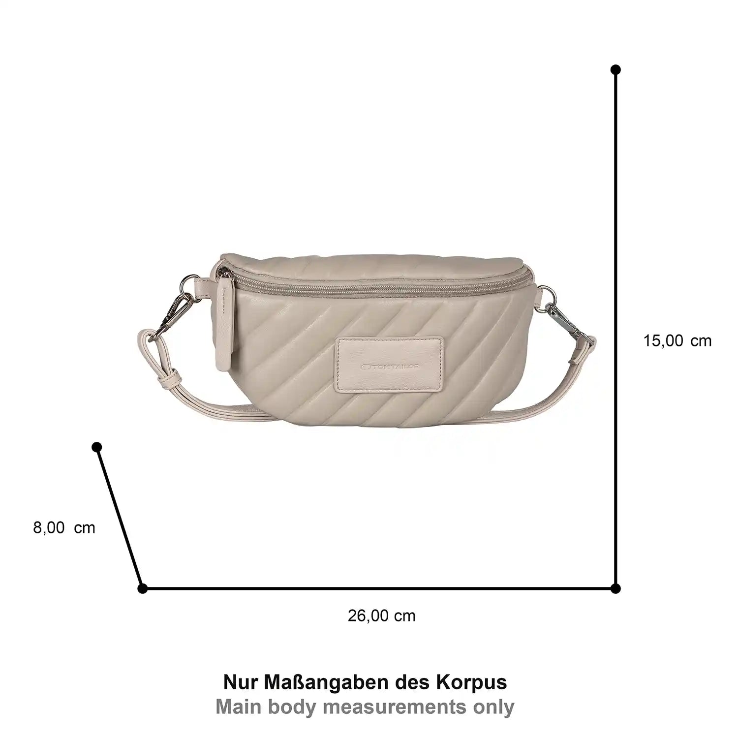 Maßangaben der Tom Tailor Mirela Belt Bag 26 cm - Grey
