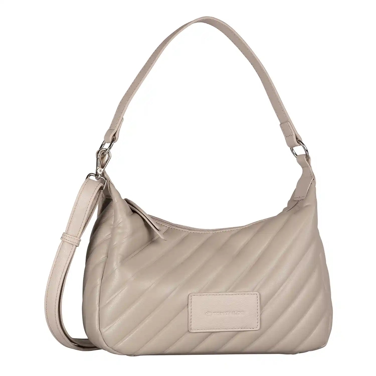 Frontansicht der Tom Tailor Mirela Shoulder Bag 30 cm - Geprägtes Design in cremigem Beige