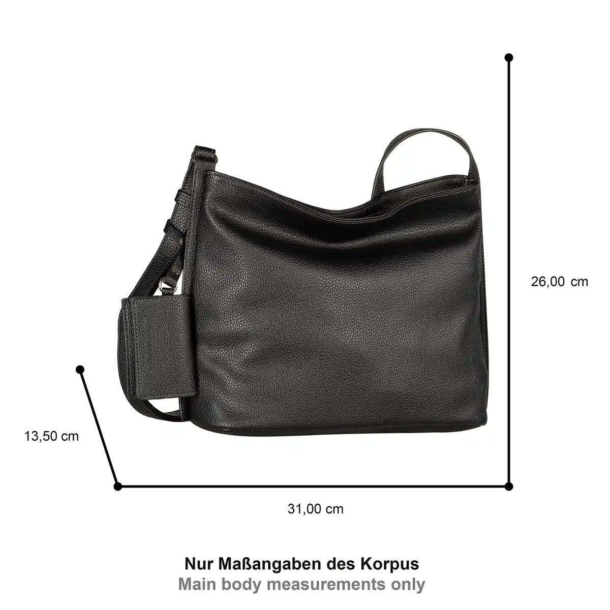 Außenmaße der Tasche Tom Tailor Amarea Hobo Bag schwarz