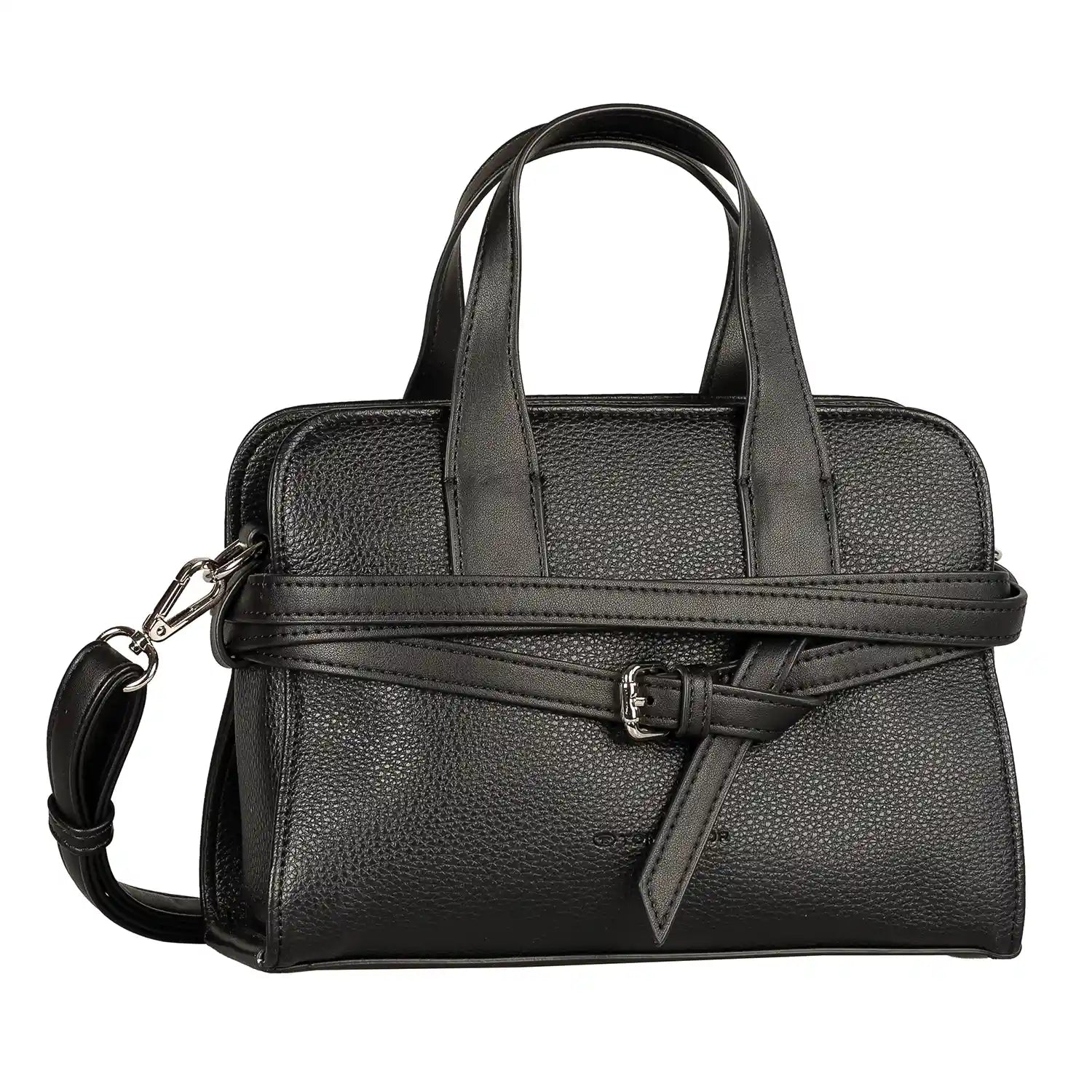 Tom Tailor Freya Zip Shopper S 25 cm Schwarz – kleine elegante Damen Shopper Tasche in Vorderansicht