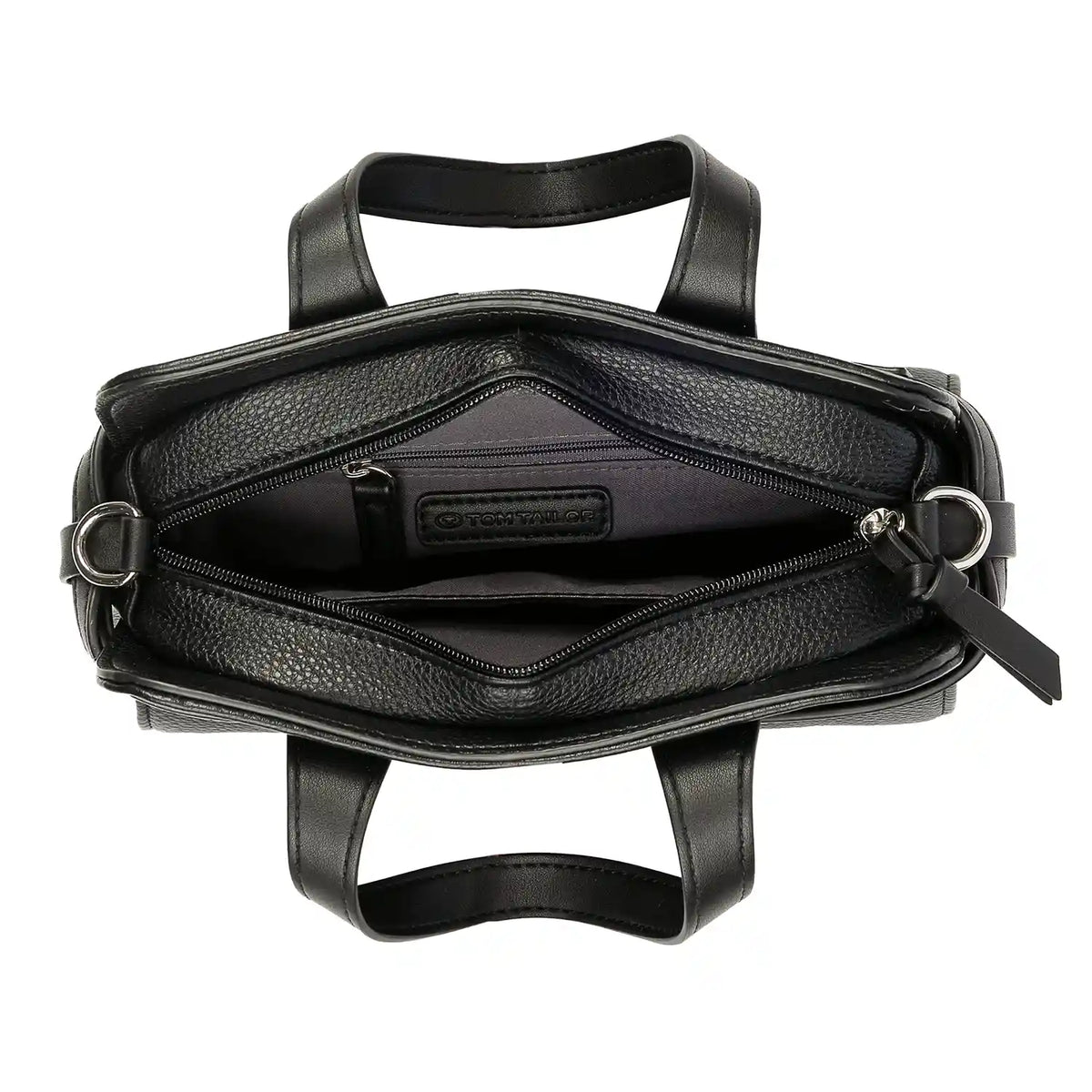 Innenansicht der Tom Tailor Freya Zip Shopper Schwarz in Größe S mit Hauptfach und kleinen Organizerfächern