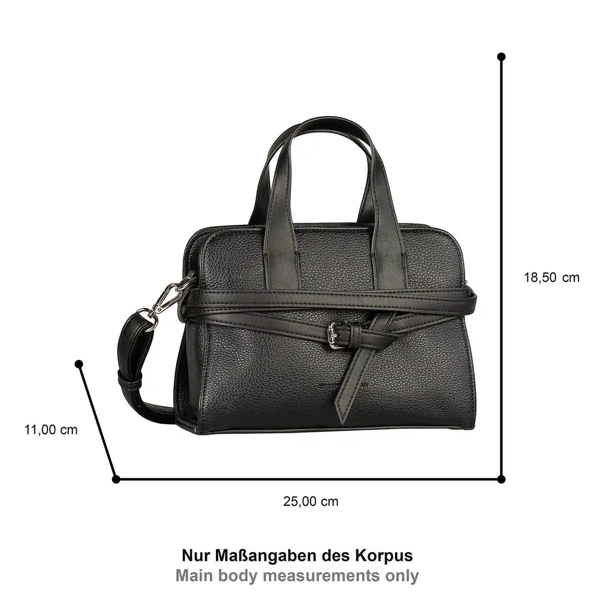 Verstellbarer Schulterriemen der Tom Tailor Freya Zip Shopper S Schwarz für flexibles Tragen