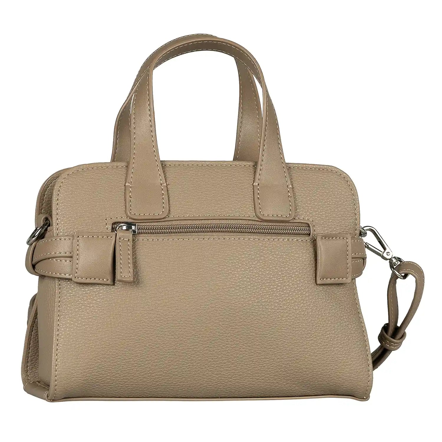 Rückseite der Tom Tailor Freya Zip Shopper S 25 cm – kleine Damen Shopper Tasche Taupe