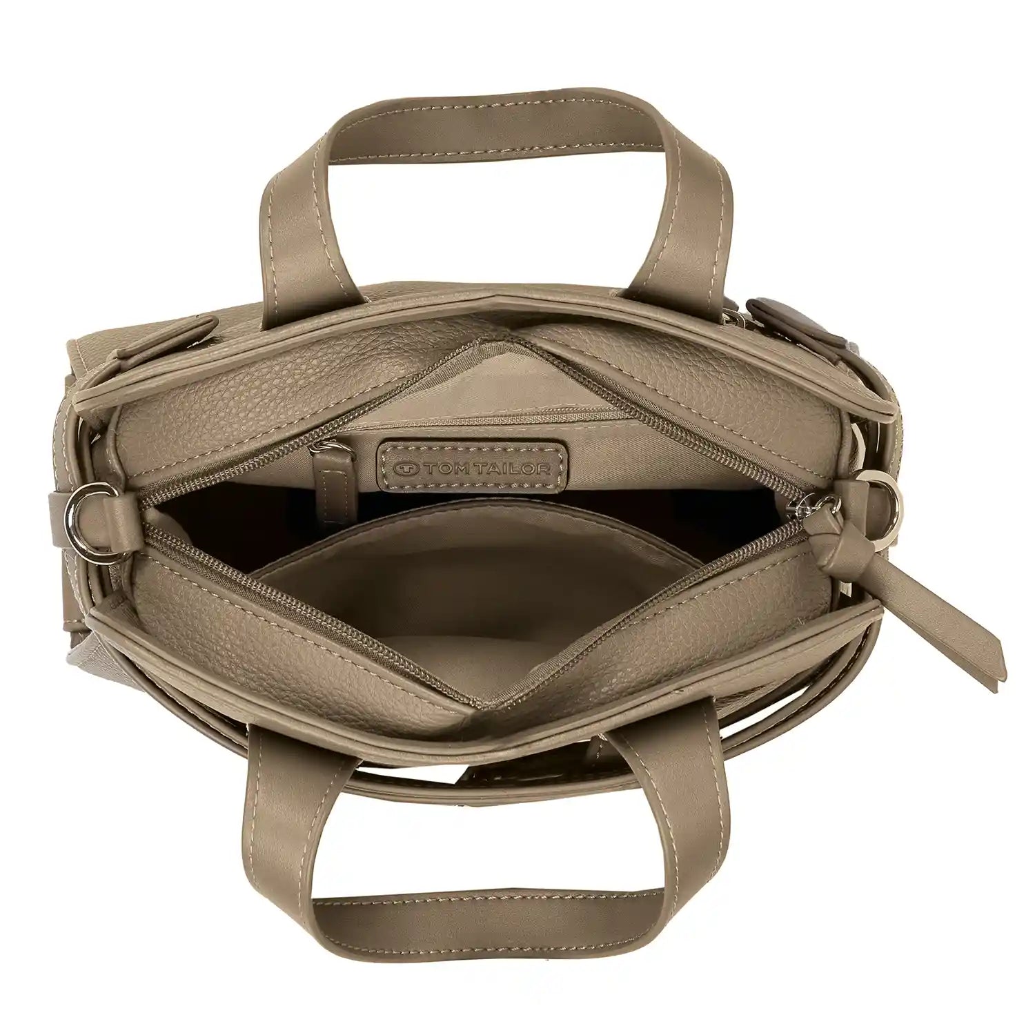 Innenansicht Tom Tailor Freya Zip Shopper S – kompakte Taupe Tasche mit Fächern