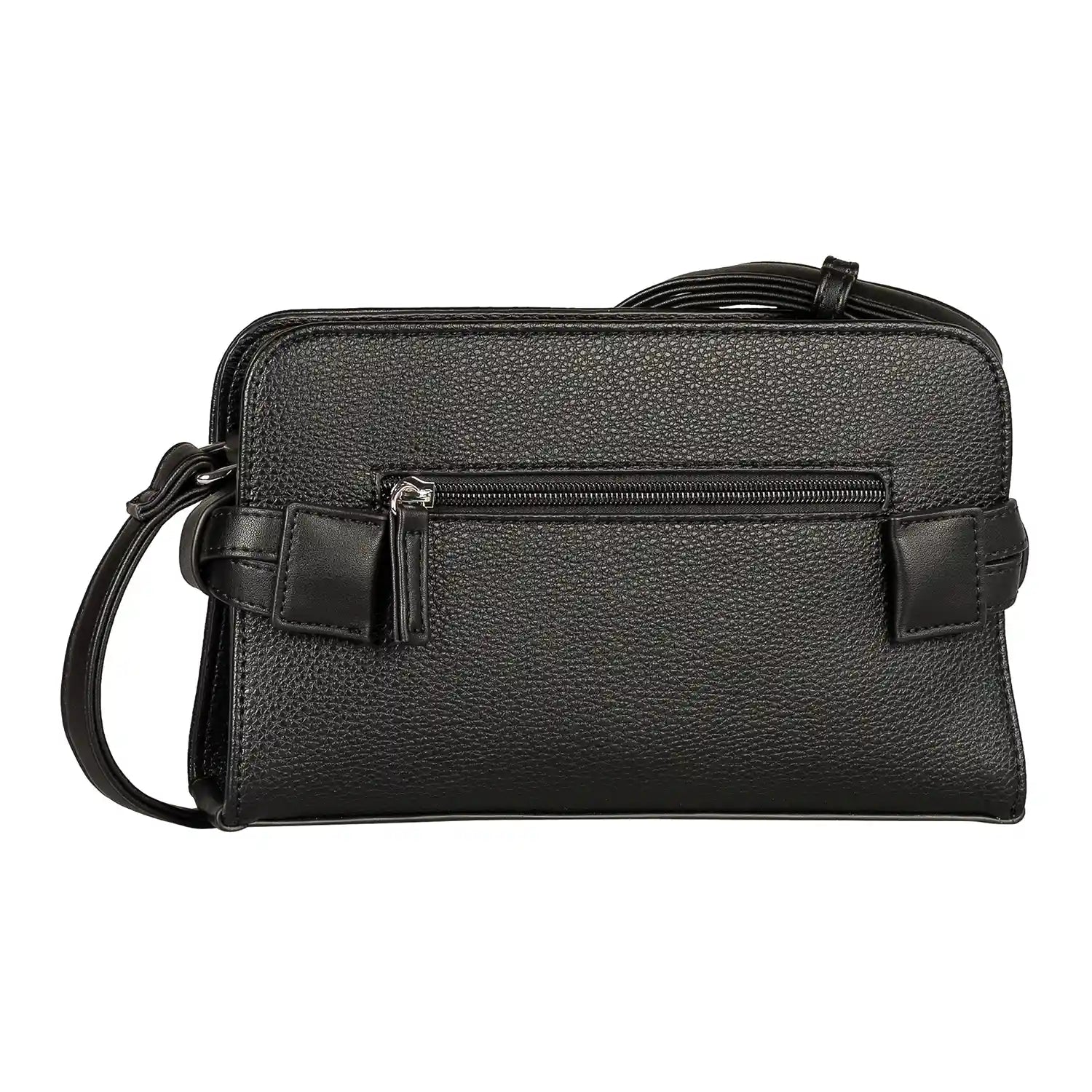 Rückseite Tom Tailor Freya Cross Bag S 25 cm Schwarz – schlichtes Design mit Reißverschlussfach