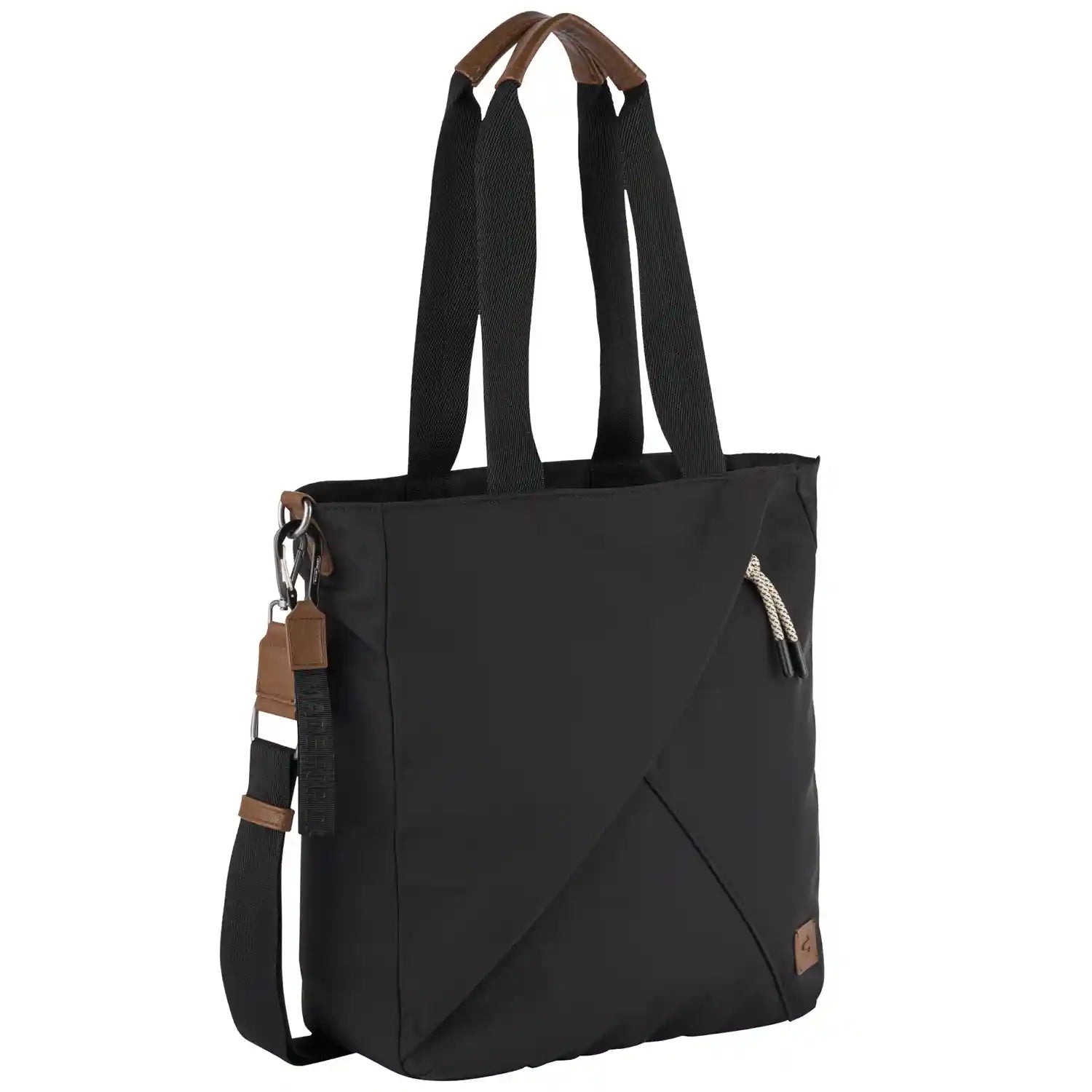 Camel Active Aurum Zip Tote Bag M 39 cm Schwarz – Vorderansicht mit Logo und Reißverschluss