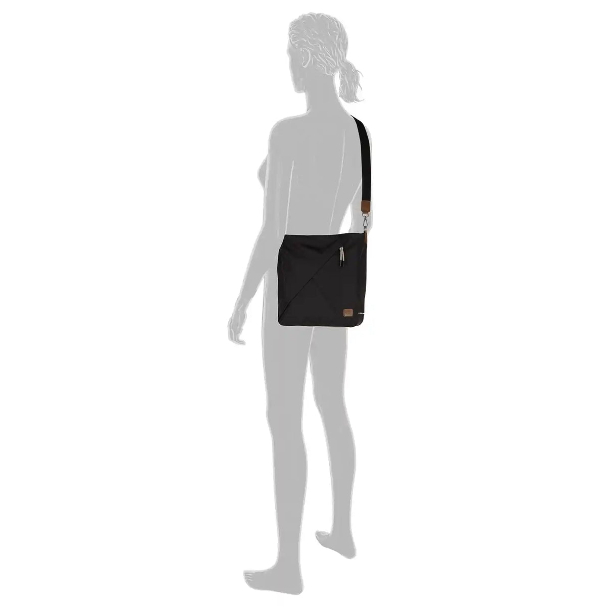 Camel Active Aurum Zip Tote Bag M 39 cm Schwarz – über Schulter mit langem Riemen getragen