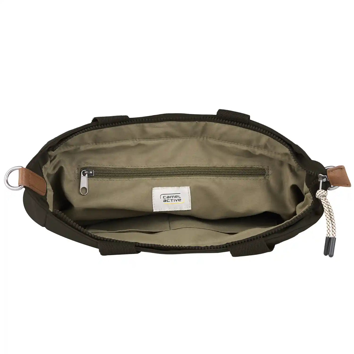 Innenansicht Camel Active Aurum Zip Tote Bag M 39 cm Schwarz – Hauptfach mit Organizer und Laptopfach