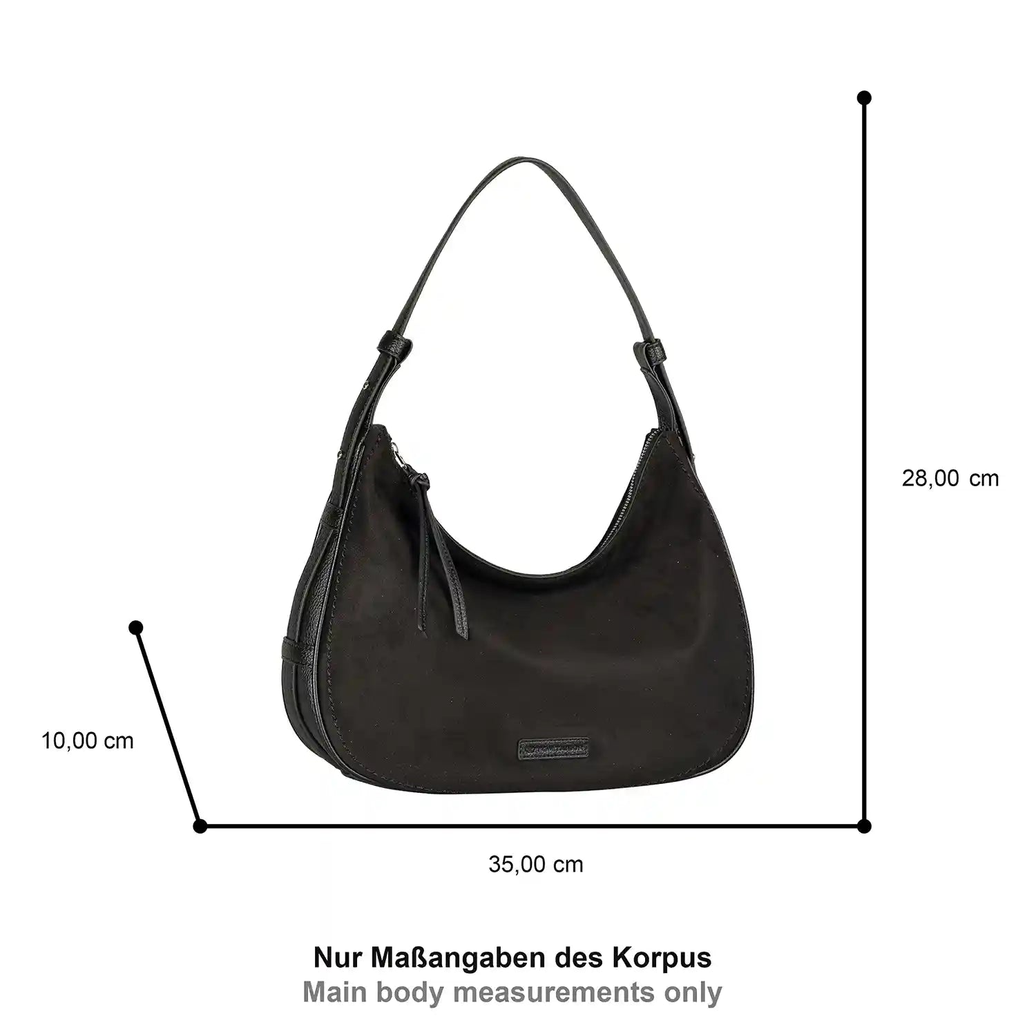 Maßangaben der Tom Tailor Lysa Hobo Bag M in Black