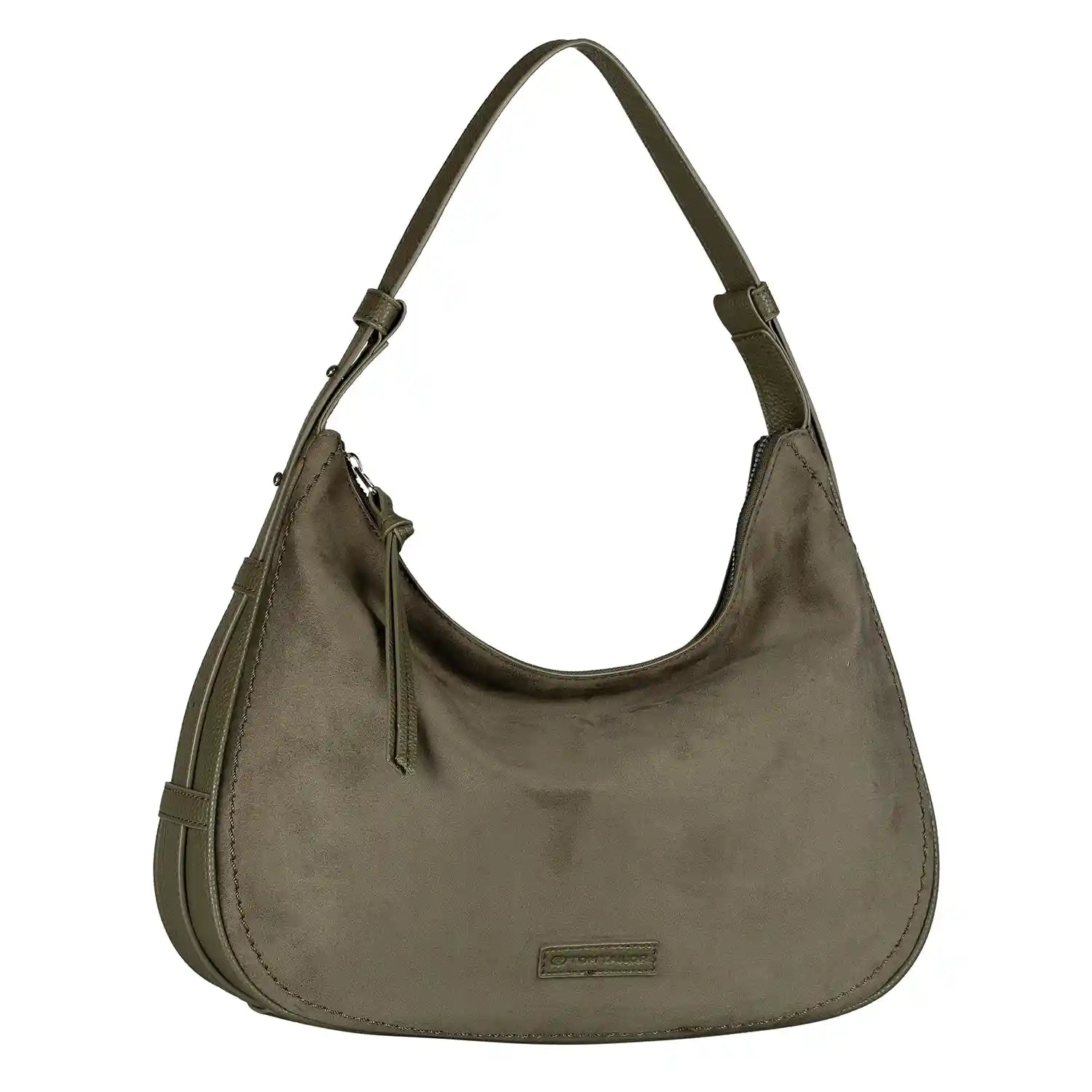 om Tailor Lysa Hobo Bag M 35 cm khaki - mittelgroße Beuteltasche mit Materialmix aus Lederimitat und Velours