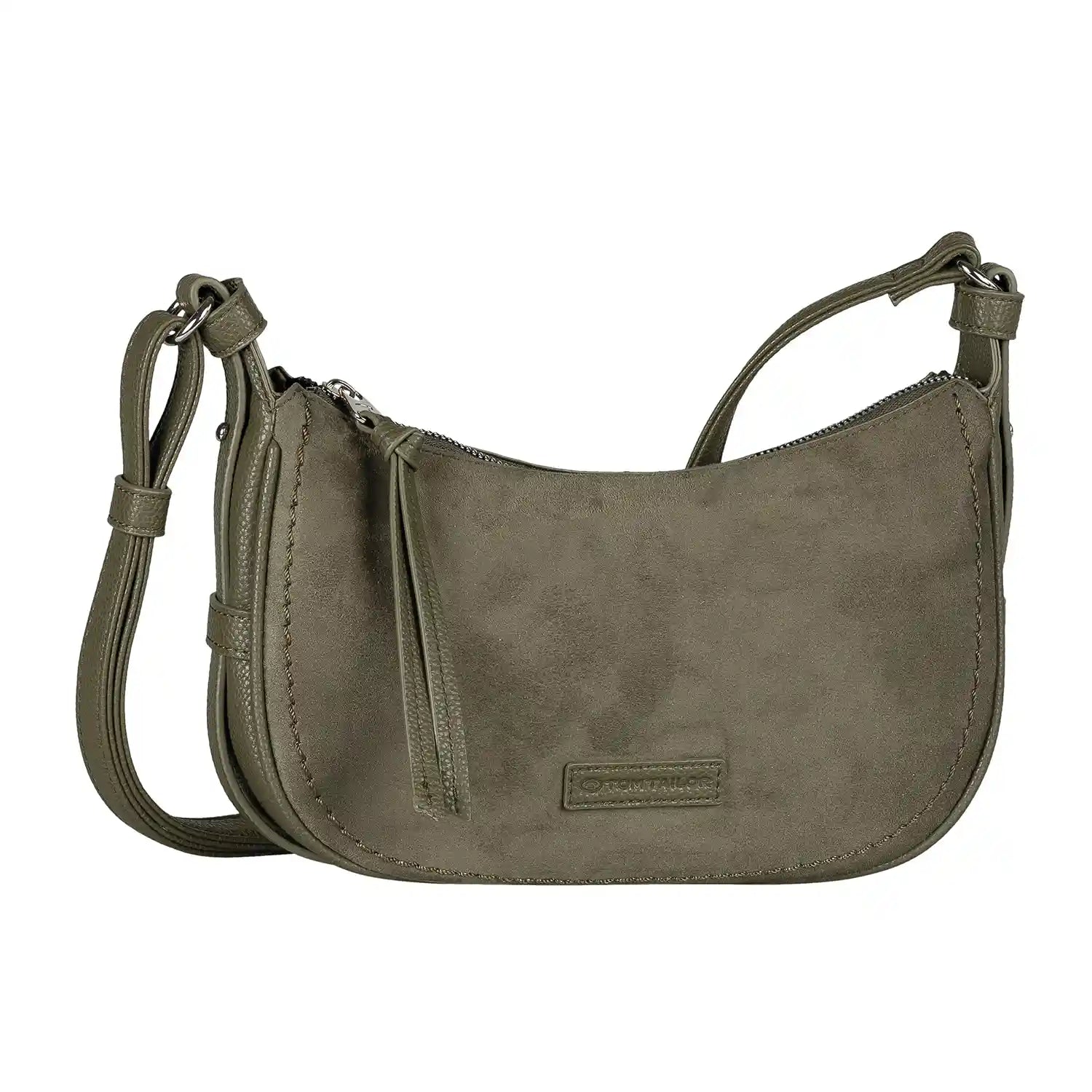 Tom Tailor Lysa Cross Bag S 27 cm khaki - kleine Umhängetasche mit Materialmix aus Lederimitat und Velours