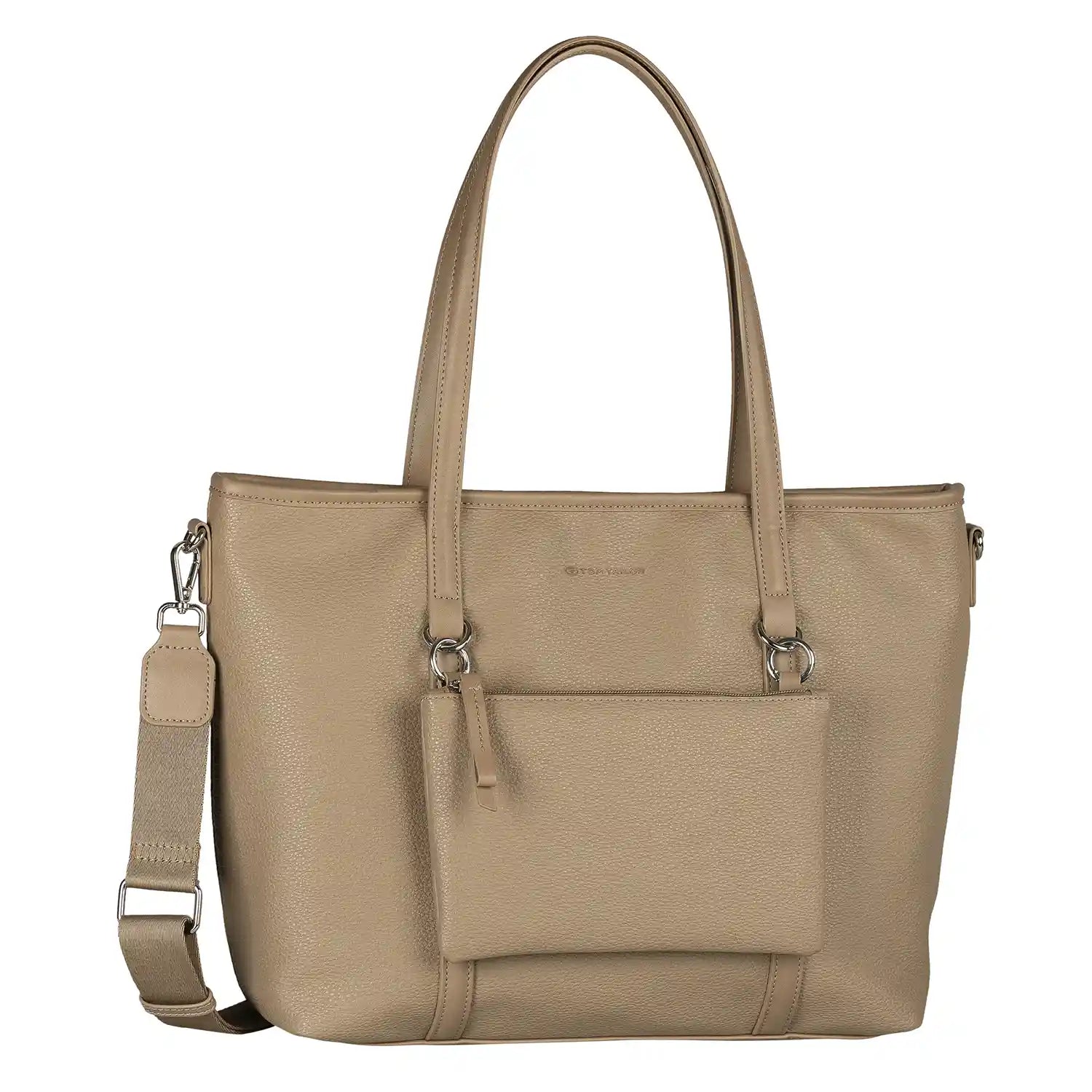 Tom Tailor Jamila Zip Shopper L 44 cm Taupe – große elegante Damen Shopper Tasche in Vorderansicht