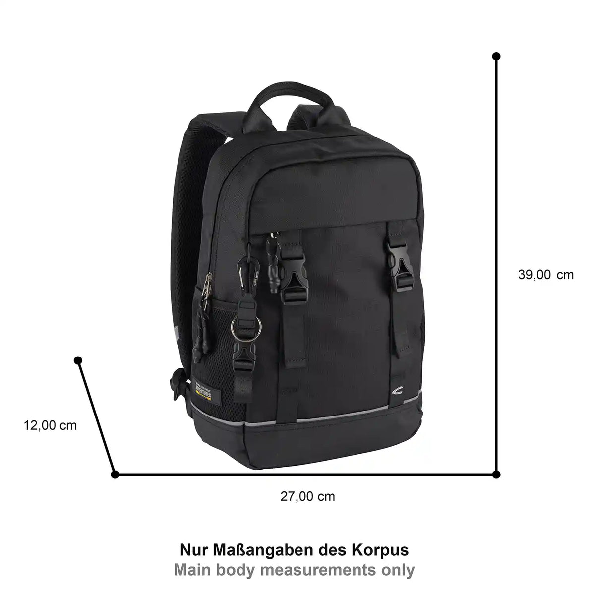 Camel Active Connect Backpack S Schwarz – Maße des Rucksacks