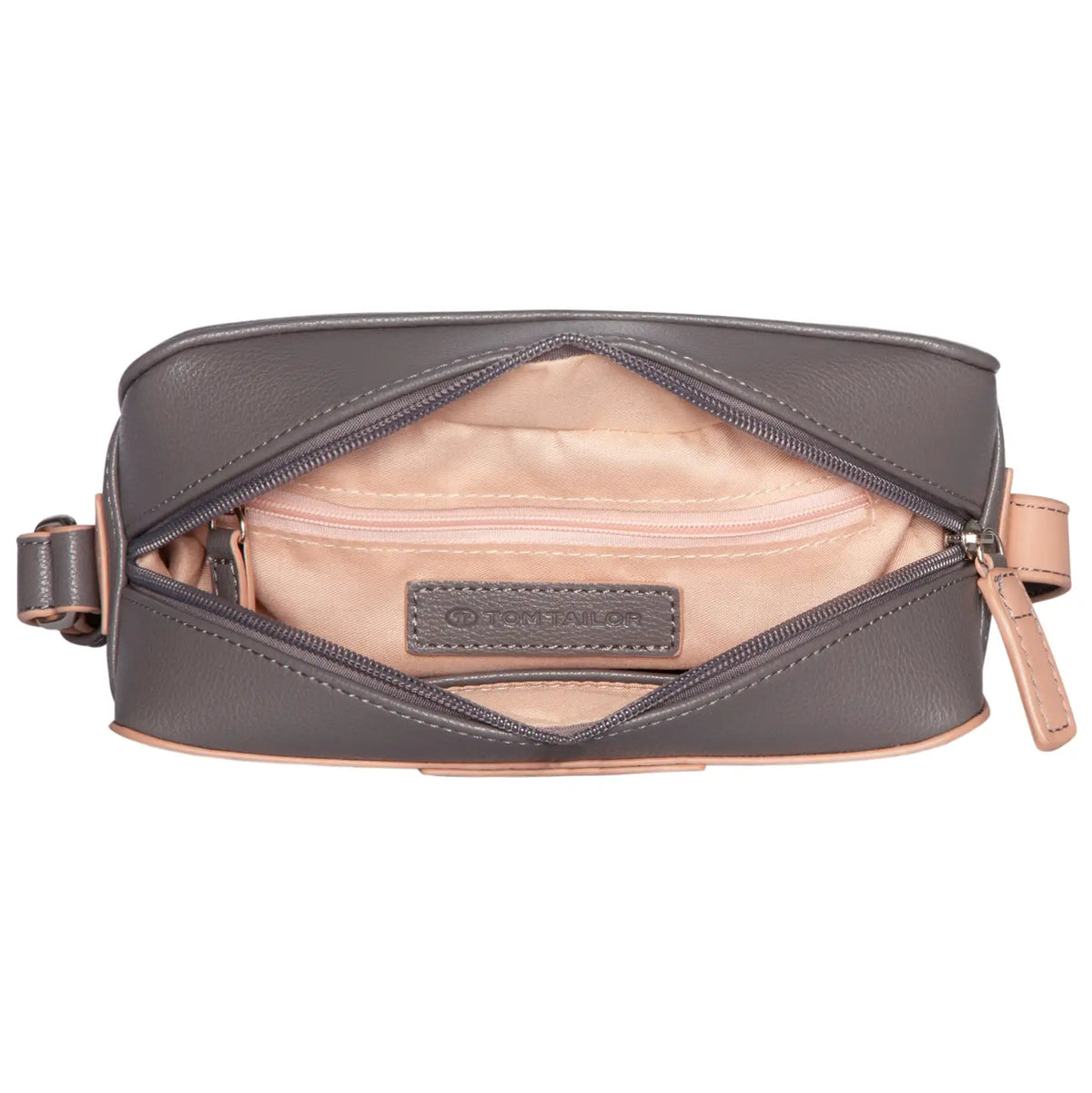 Innenansicht Tom Tailor Camera Bag Mixed Grey – kompaktes Hauptfach für Handy, Geldbörse und Essentials