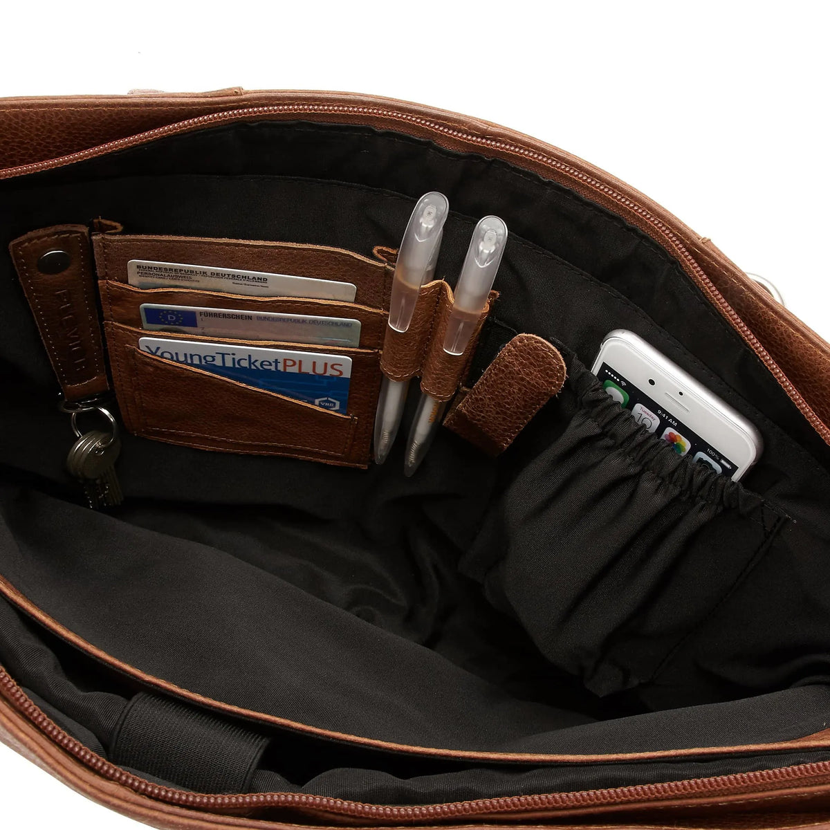 Plevier 470 Serie Aktentasche mit Laptopfach 41 cm - cognac